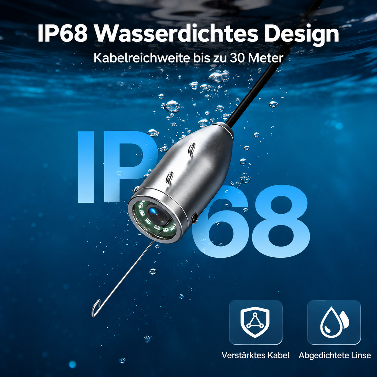 Eyoyo Unterwasser-Angelkamera, 7 Zoll, 1080P DVR, 12 IR-Lichter, IP68-wasserdicht, kältebeständiger Akku – ideal für Eis-, See- und Nachtangeln