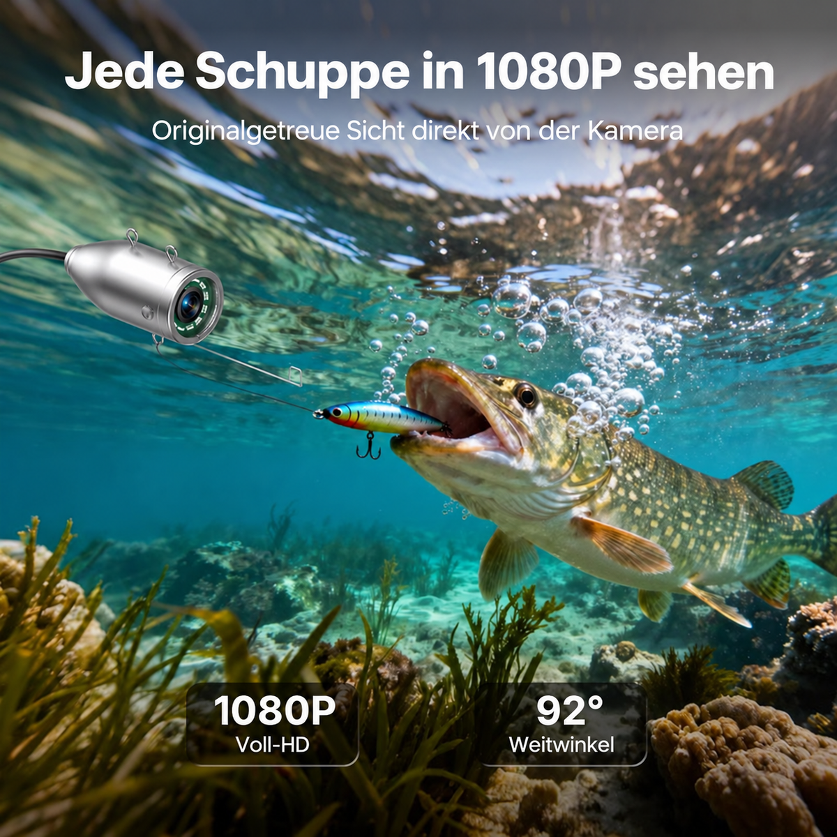 Eyoyo Unterwasser-Angelkamera, 7 Zoll, 1080P DVR, 12 IR-Lichter, IP68-wasserdicht, kältebeständiger Akku – ideal für Eis-, See- und Nachtangeln