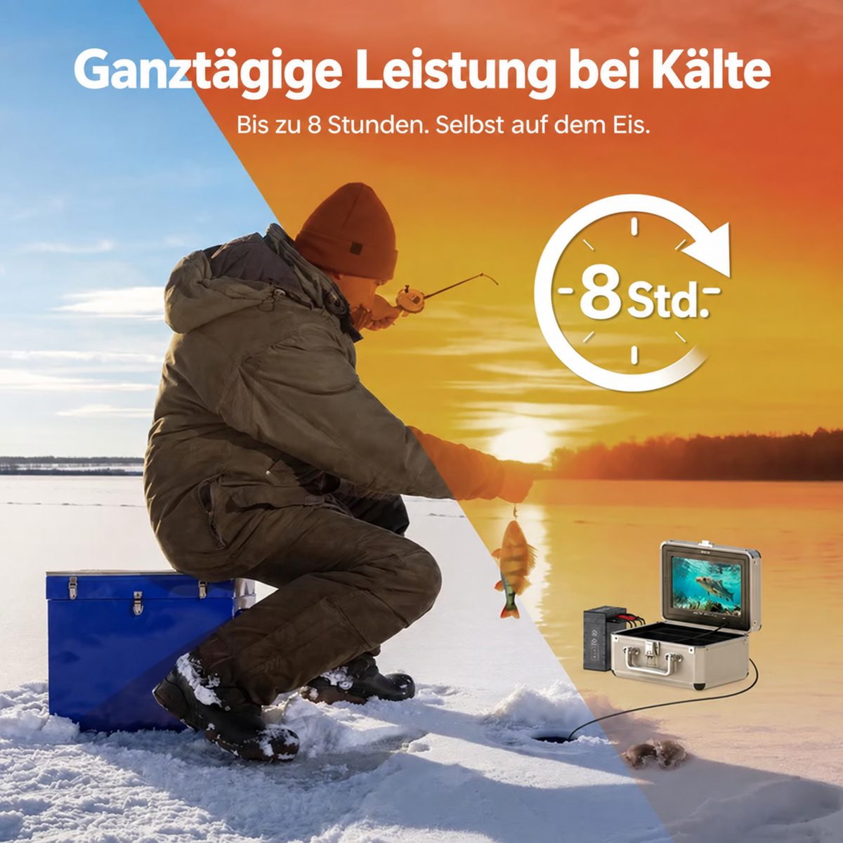 Eyoyo Unterwasser-Angelkamera, 7 Zoll, 1080P DVR, 12 IR-Lichter, IP68-wasserdicht, kältebeständiger Akku – ideal für Eis-, See- und Nachtangeln