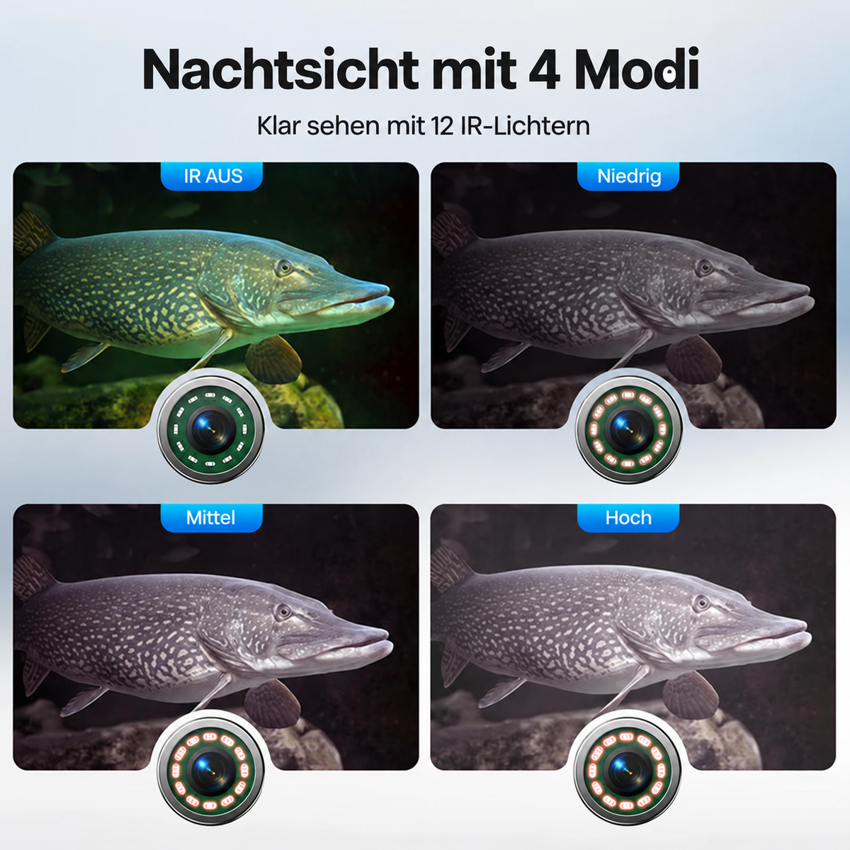 Eyoyo Unterwasser-Angelkamera, 7 Zoll, 1080P DVR, 12 IR-Lichter, IP68-wasserdicht, kältebeständiger Akku – ideal für Eis-, See- und Nachtangeln